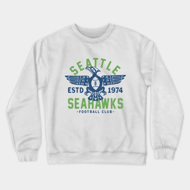 Vintage Seattle Seahawks 2 by Buck Tee Originals Crewneck Sweatshirt by Buck Tee